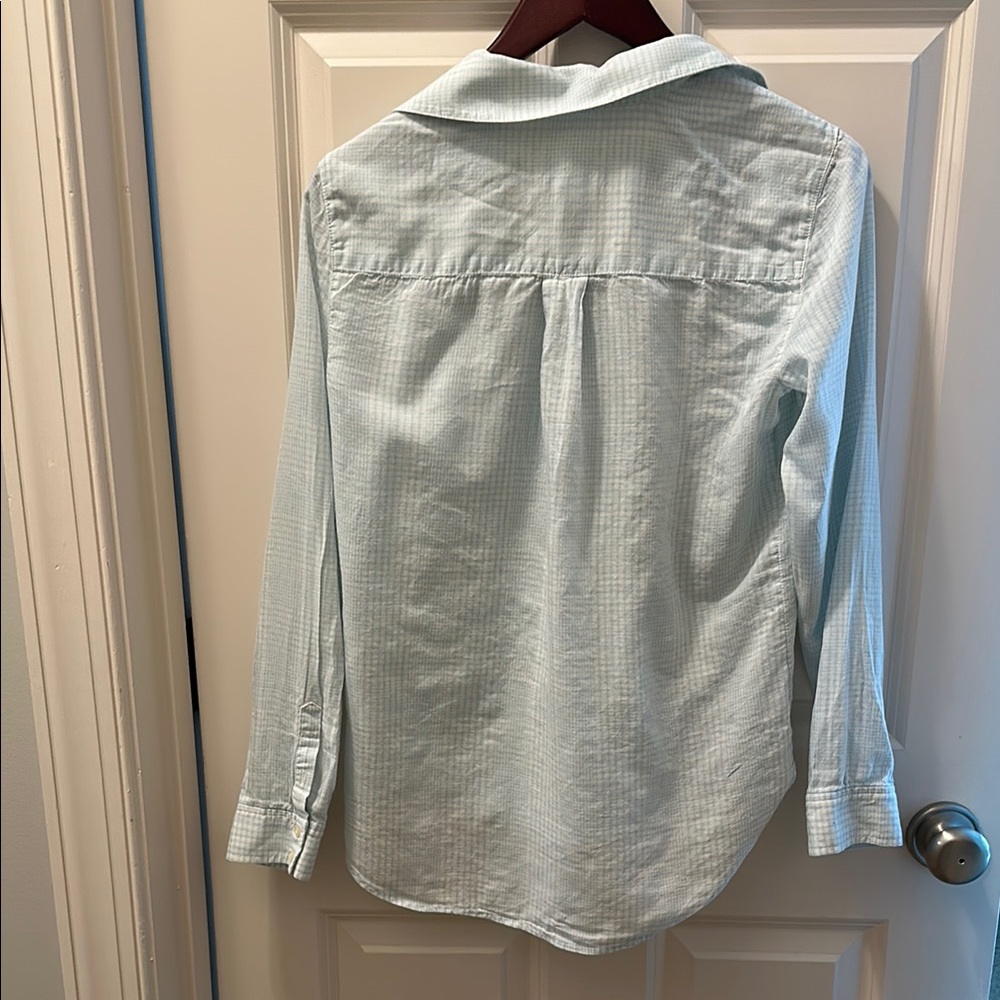 Treasure and Bond Light Blue Plaid Button-Up Shirt - Casual Long Sleeve - Picture 5 of 5